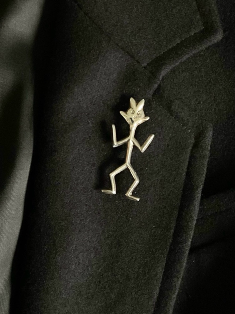 Vintage Modernist Dancing Man Brooch Silver Tone MCM Figural Pin 2”